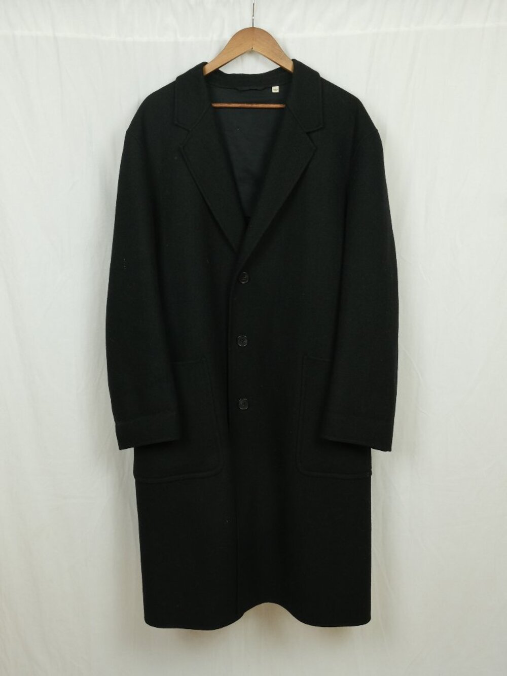Uniqlo U Men Oversized Wool Overcoat Black Size L Fashion Outerwear
